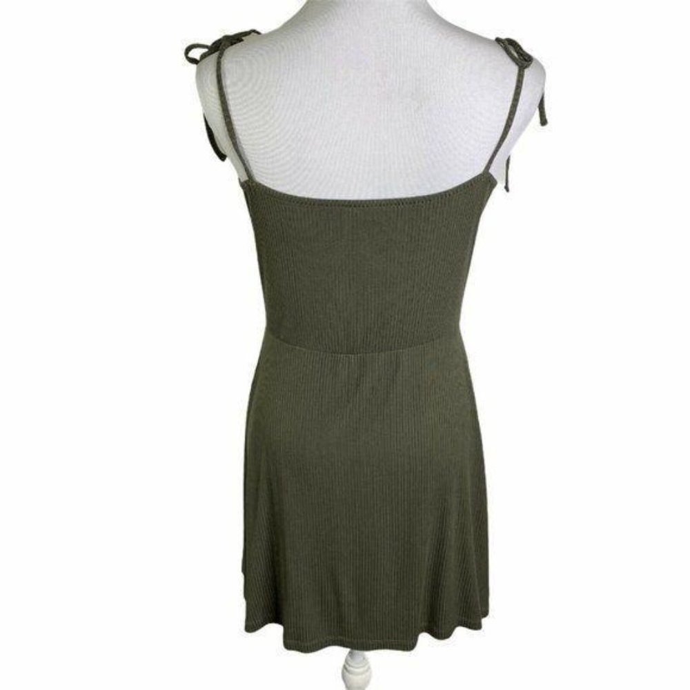Topshop  Ribbed Button Up Tie Shoulders Mini Dress - Picture 8 of 10
